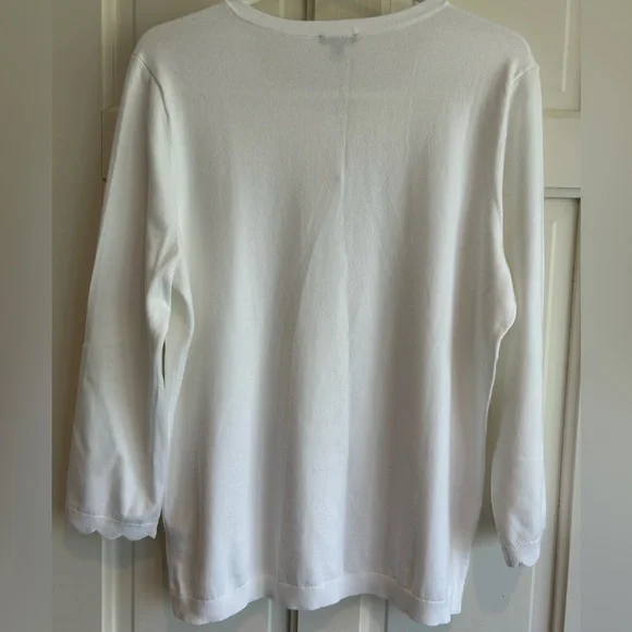 NWT Talbots White Scalloped Cardigan - Picture 2 of 5